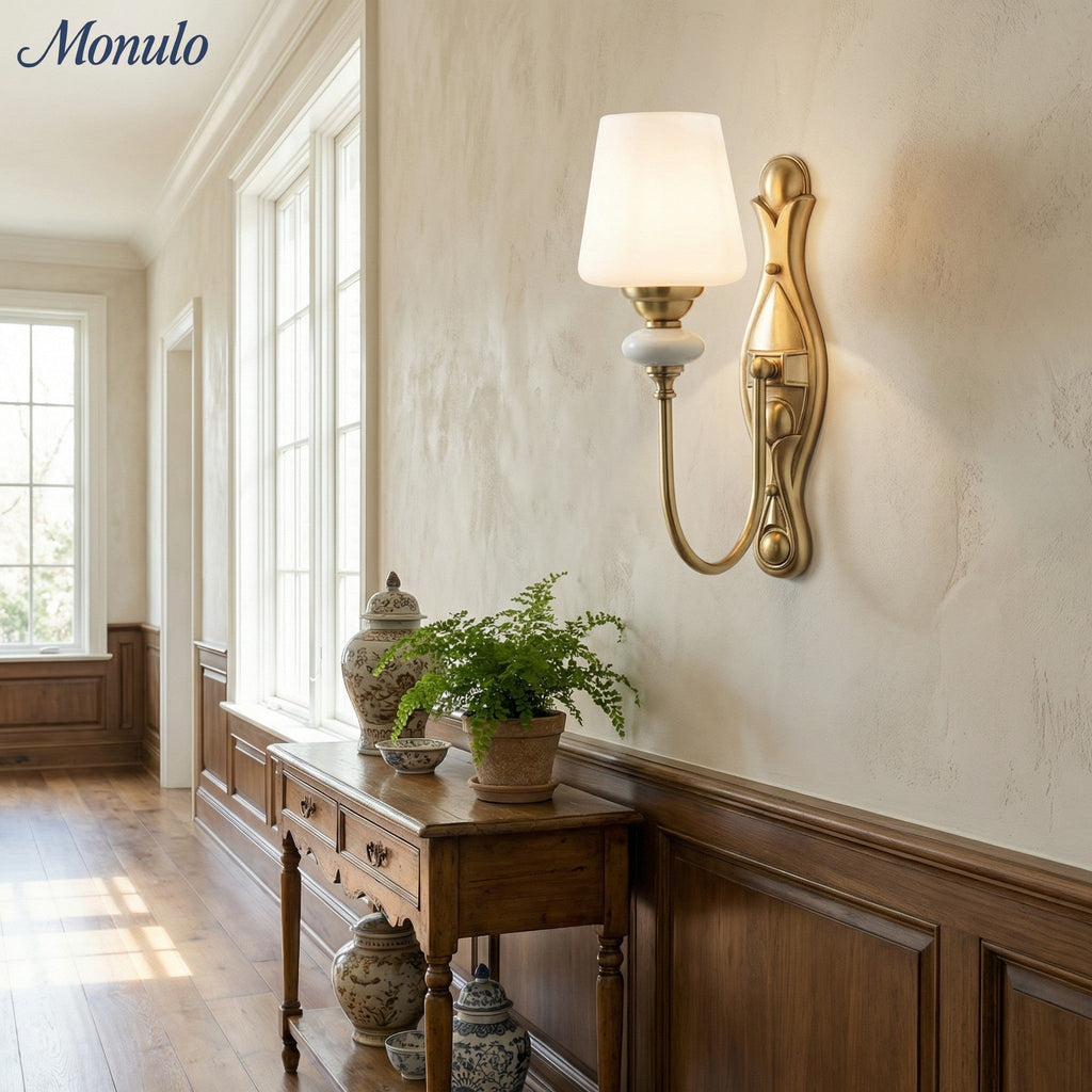 Ceramic Wall Lamp with Fabric Shade - 1 or 2 Light Points - E27 - Various Colors & Styles - Lamylie