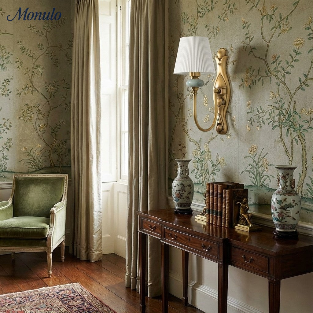 Ceramic Wall Lamp with Fabric Shade - 1 or 2 Light Points - E27 - Various Colors & Styles - Lamylie
