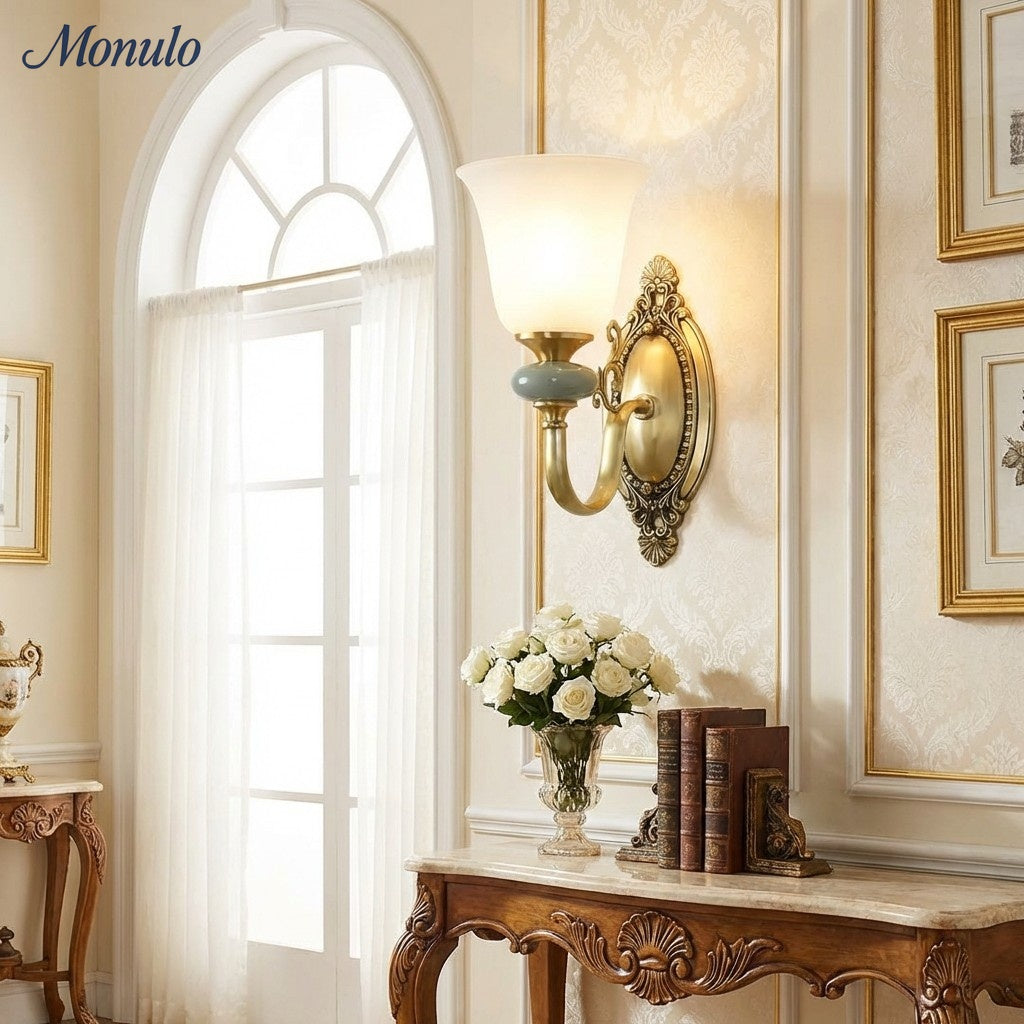 Ceramic Wall Lamp with Fabric Shade - 1 or 2 Light Points - E27 - Various Colors & Styles - Lamylie