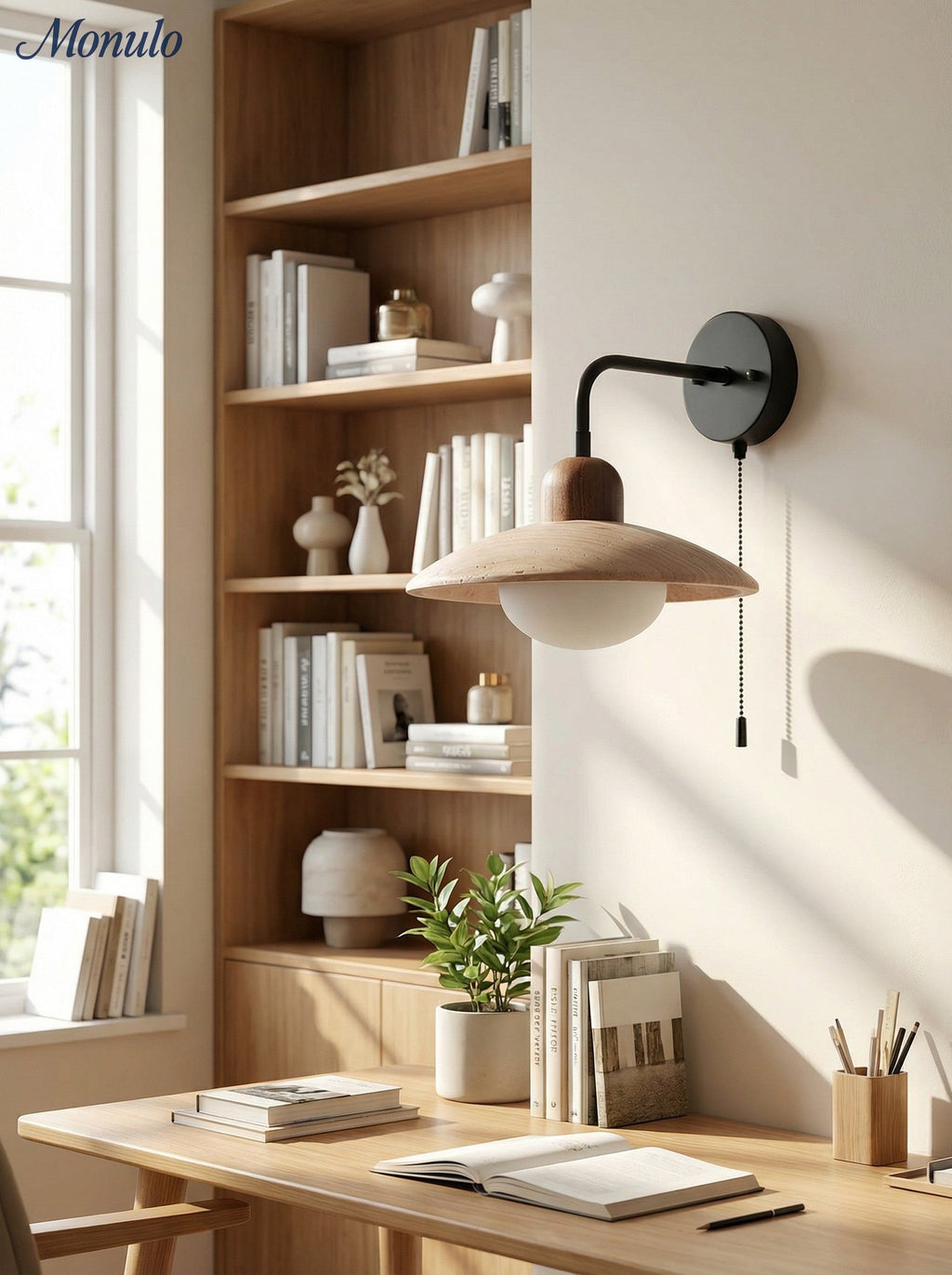 Travertine Wall Lamp Minimalist Disc Design Natural Stone Lighting for Living Room Bedroom Hall Modern Interior Wall Lighting with Warm Light - Lamylie