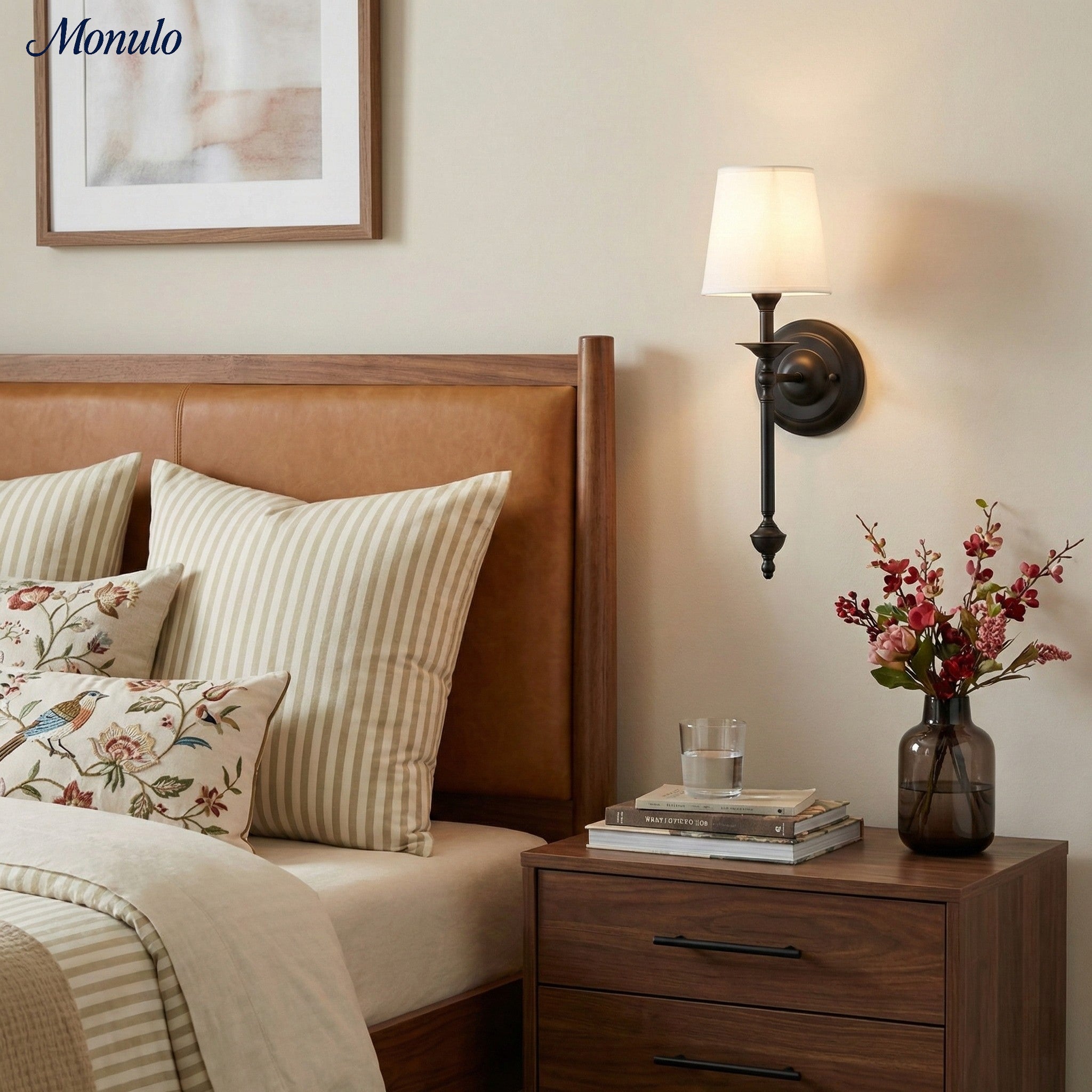 Stoffwandleuchte mit Vintage-Kupfer-Finish | Atmosphärische Beleuchtung für Flur, Schlafzimmer und Wohnzimmer - Lamylie