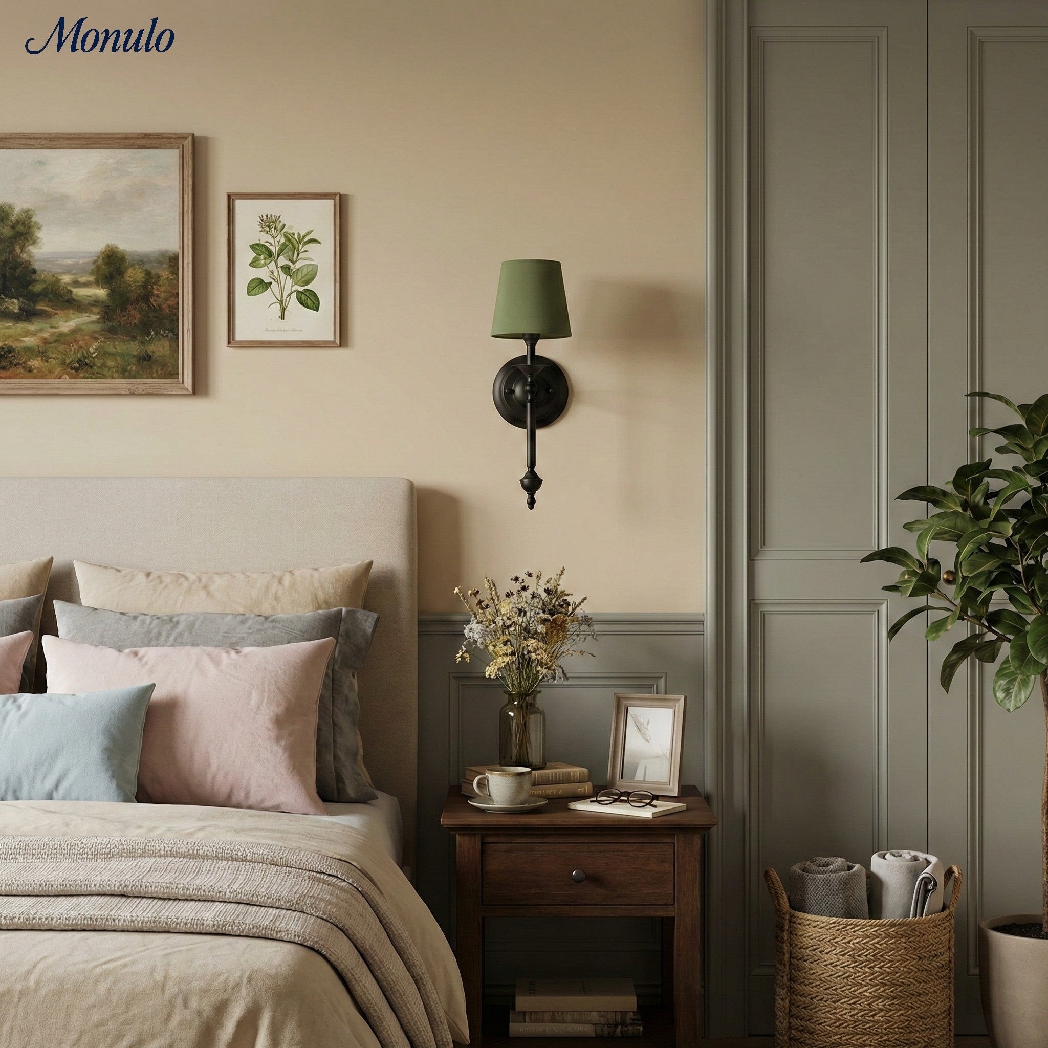 Stoffwandleuchte mit Vintage-Kupfer-Finish | Atmosphärische Beleuchtung für Flur, Schlafzimmer und Wohnzimmer - Lamylie