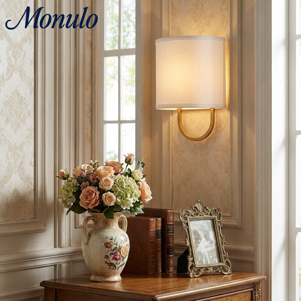 Wall Lamp Fabric Shade | Modern Bedroom Wall Lighting for Cozy Ambiance - Lamylie