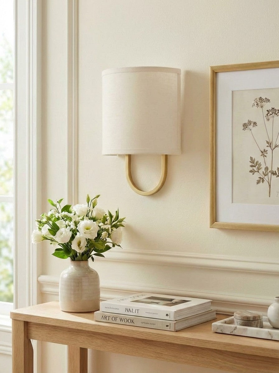 Wall Lamp Fabric Shade | Modern Bedroom Wall Lighting for Cozy Ambiance - Lamylie