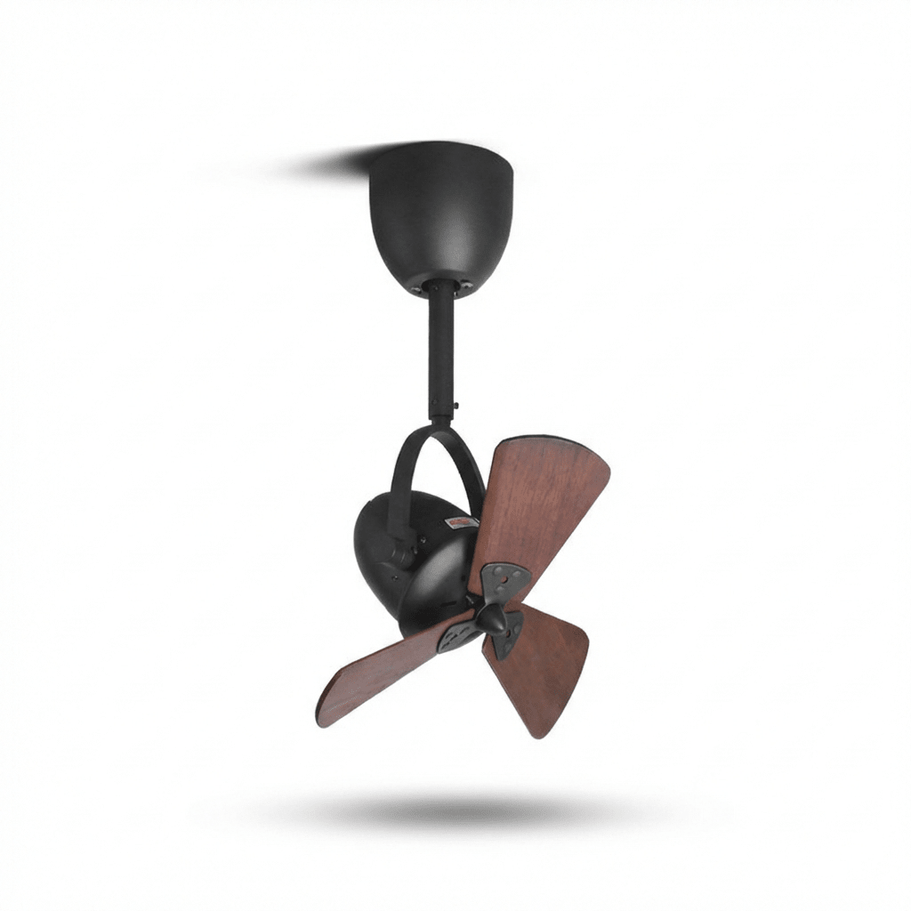 Ventilator de tavan cu iluminare Ø38 cm | Model înclinabil cu 6 viteze și telecomandă | Design modern cu palete din lemn | Potrivit pentru spații mici - Lamylie
