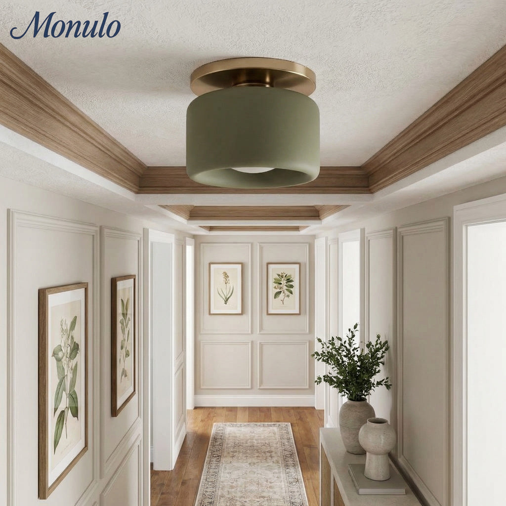 Porcelain Ceiling Lamp with Sleek Mounting | Modern Low Profile Lamp Ceramic Surface Lighting - Lamylie