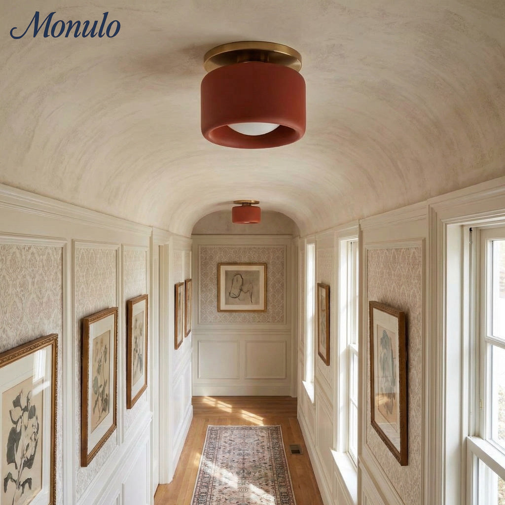 Porcelain Ceiling Lamp with Sleek Mounting | Modern Low Profile Lamp Ceramic Surface Lighting - Lamylie