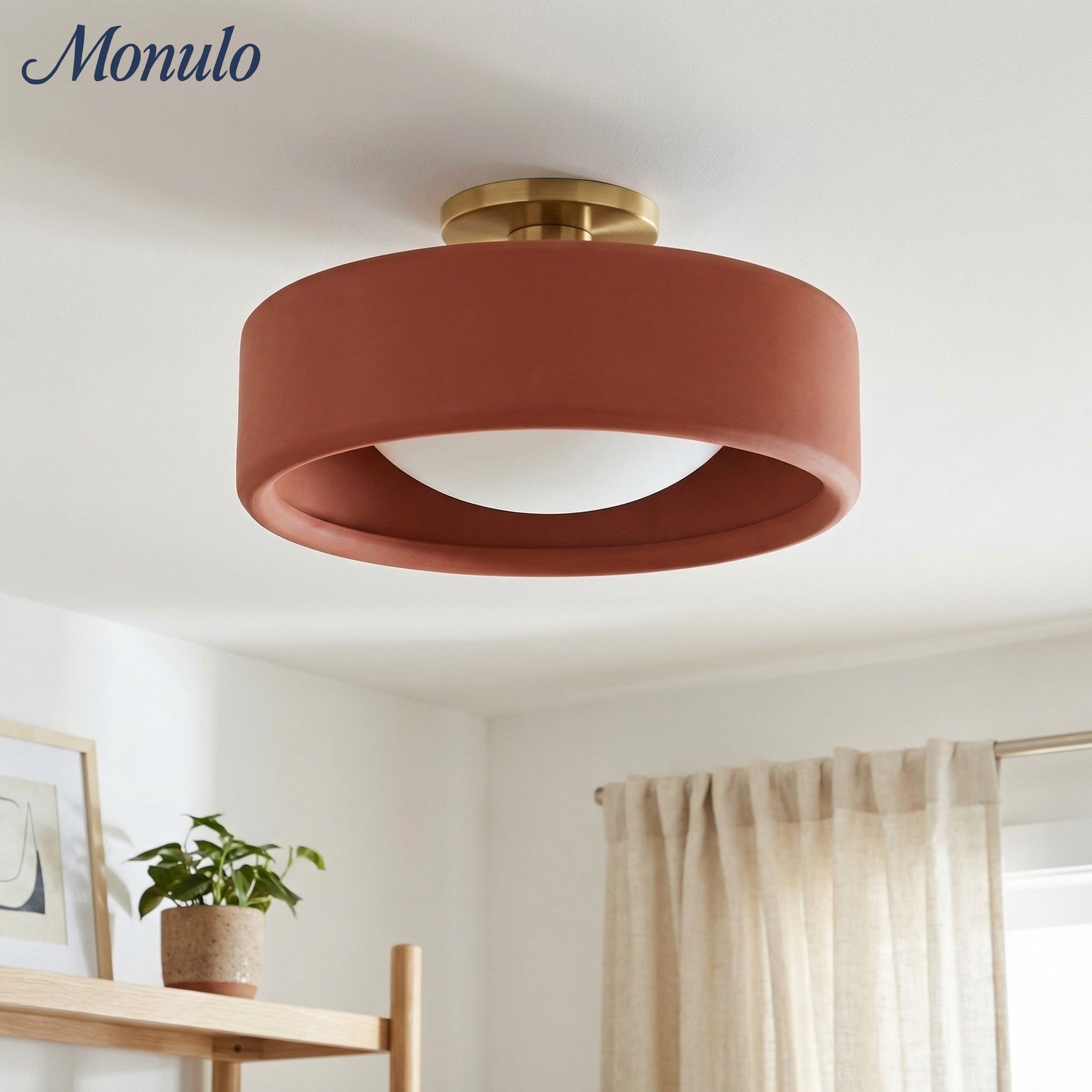 Porcelain Ceiling Lamp with Sleek Mounting | Modern Low Profile Lamp Ceramic Surface Lighting - Lamylie