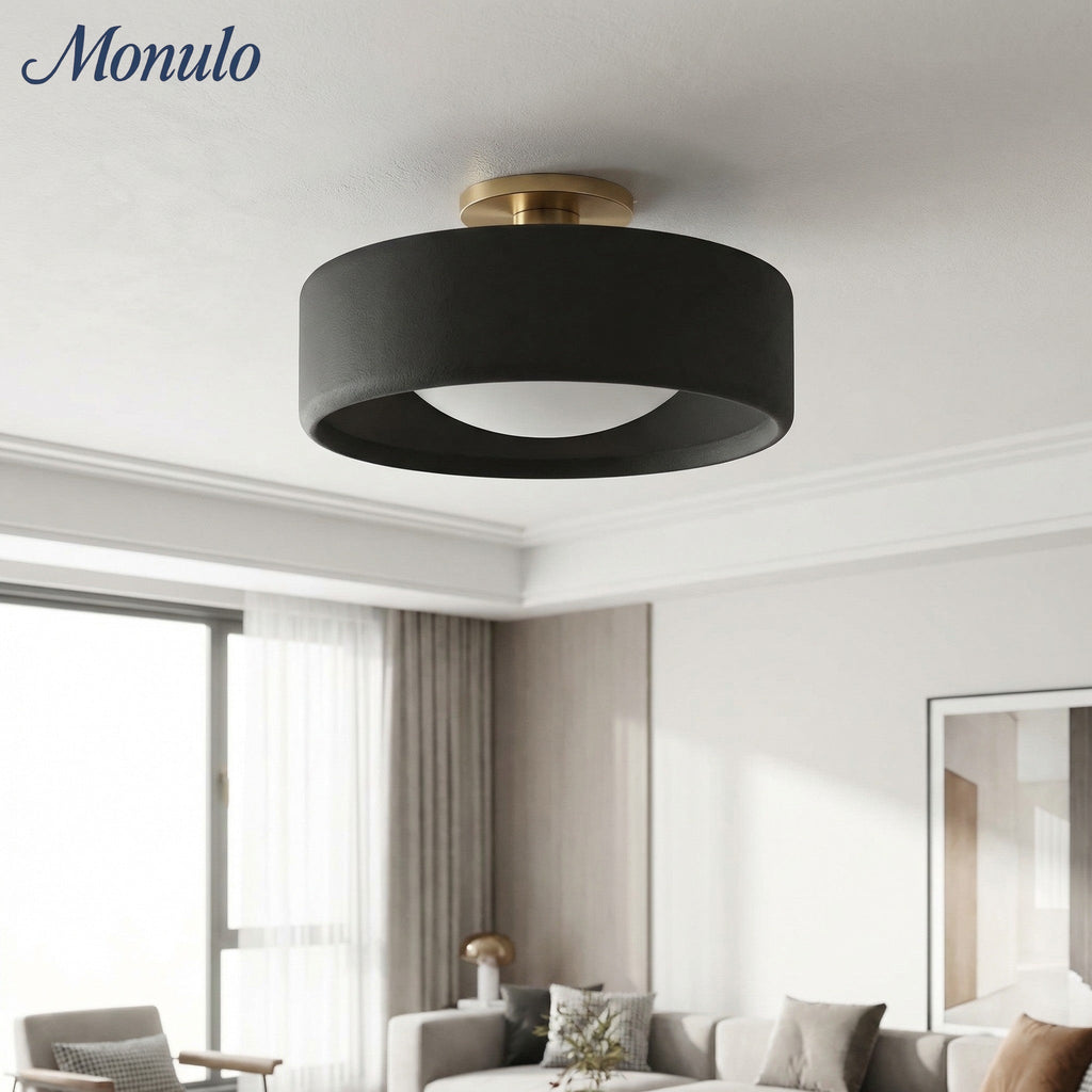 Porcelain Ceiling Lamp with Sleek Mounting | Modern Low Profile Lamp Ceramic Surface Lighting - Lamylie