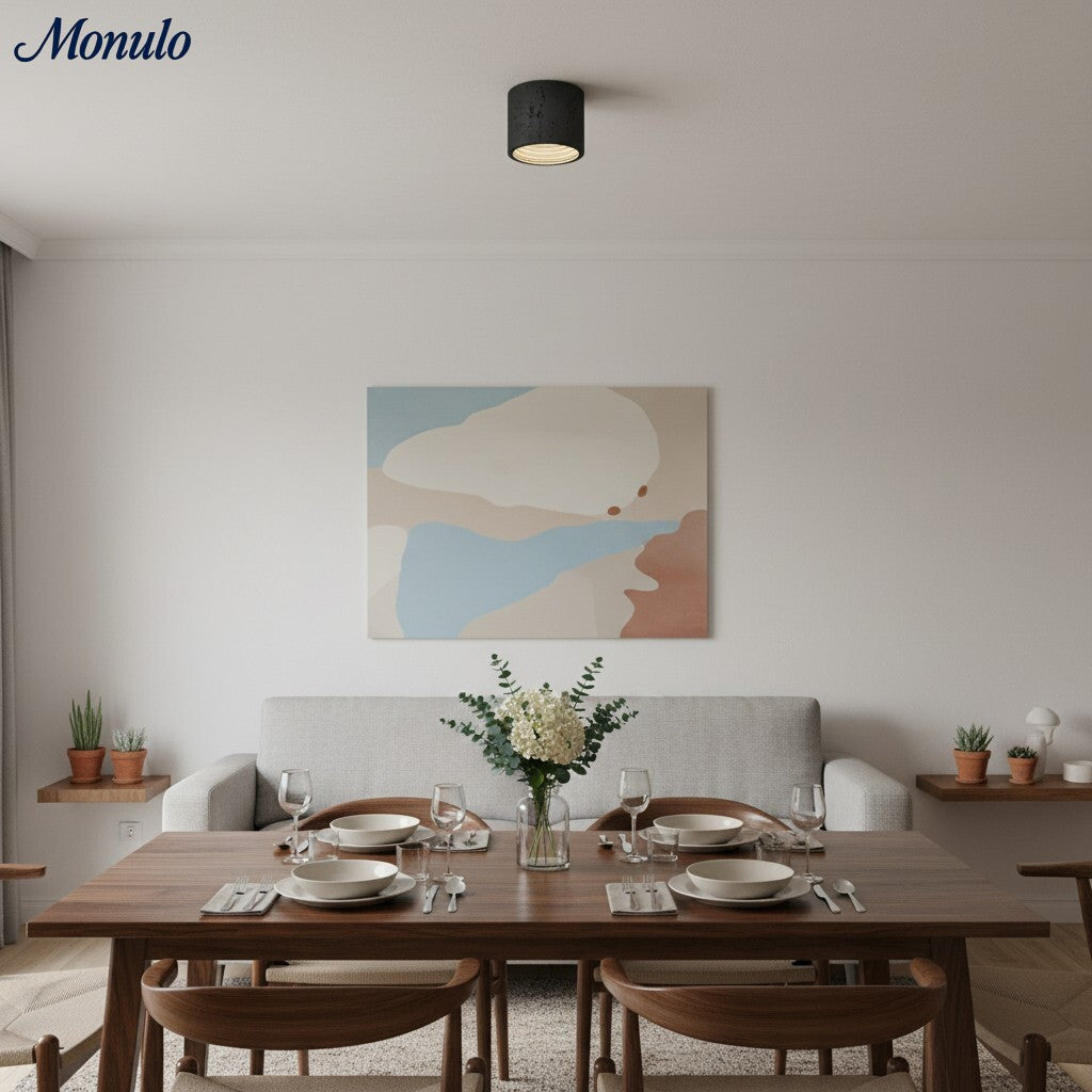 Cylindrical Travertine Ceiling Lamp | LED Lighting for Modern Interiors - Lamylie