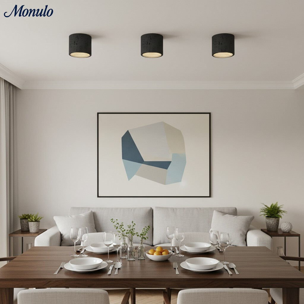 Cylindrical Travertine Ceiling Lamp | LED Lighting for Modern Interiors - Lamylie