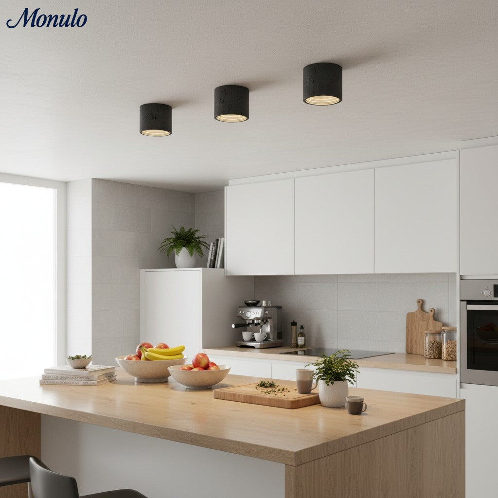Cylindrical Travertine Ceiling Lamp | LED Lighting for Modern Interiors - Lamylie