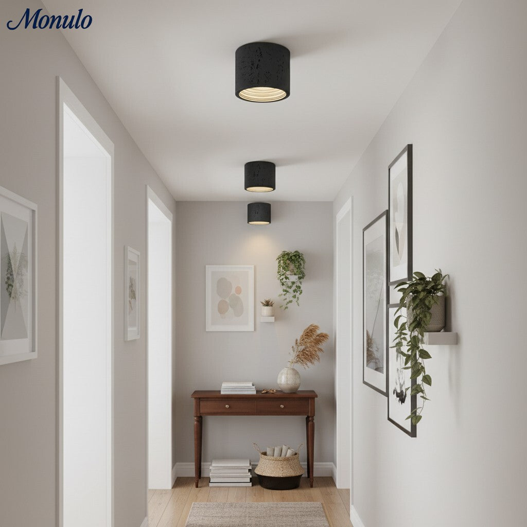 Cylindrical Travertine Ceiling Lamp | LED Lighting for Modern Interiors - Lamylie