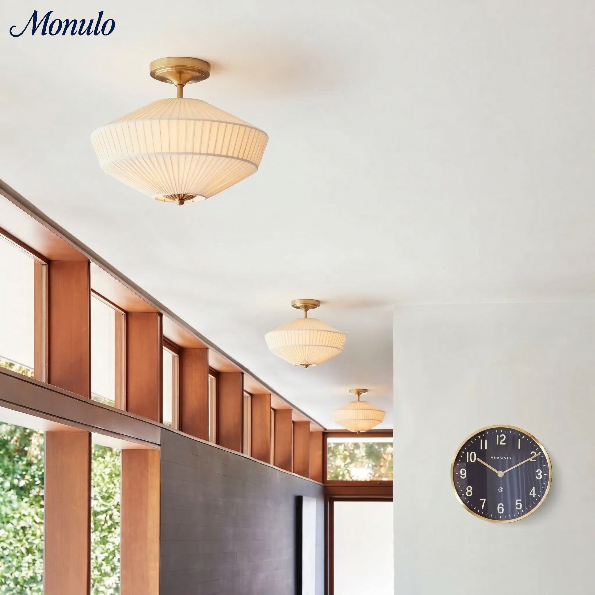 Semi-Flush Ceiling Lamp Metal Fabric Shade Streamlined Design Contemporary Lighting Living Room Bedroom Scandinavian Interior Vintage Details - Lamylie