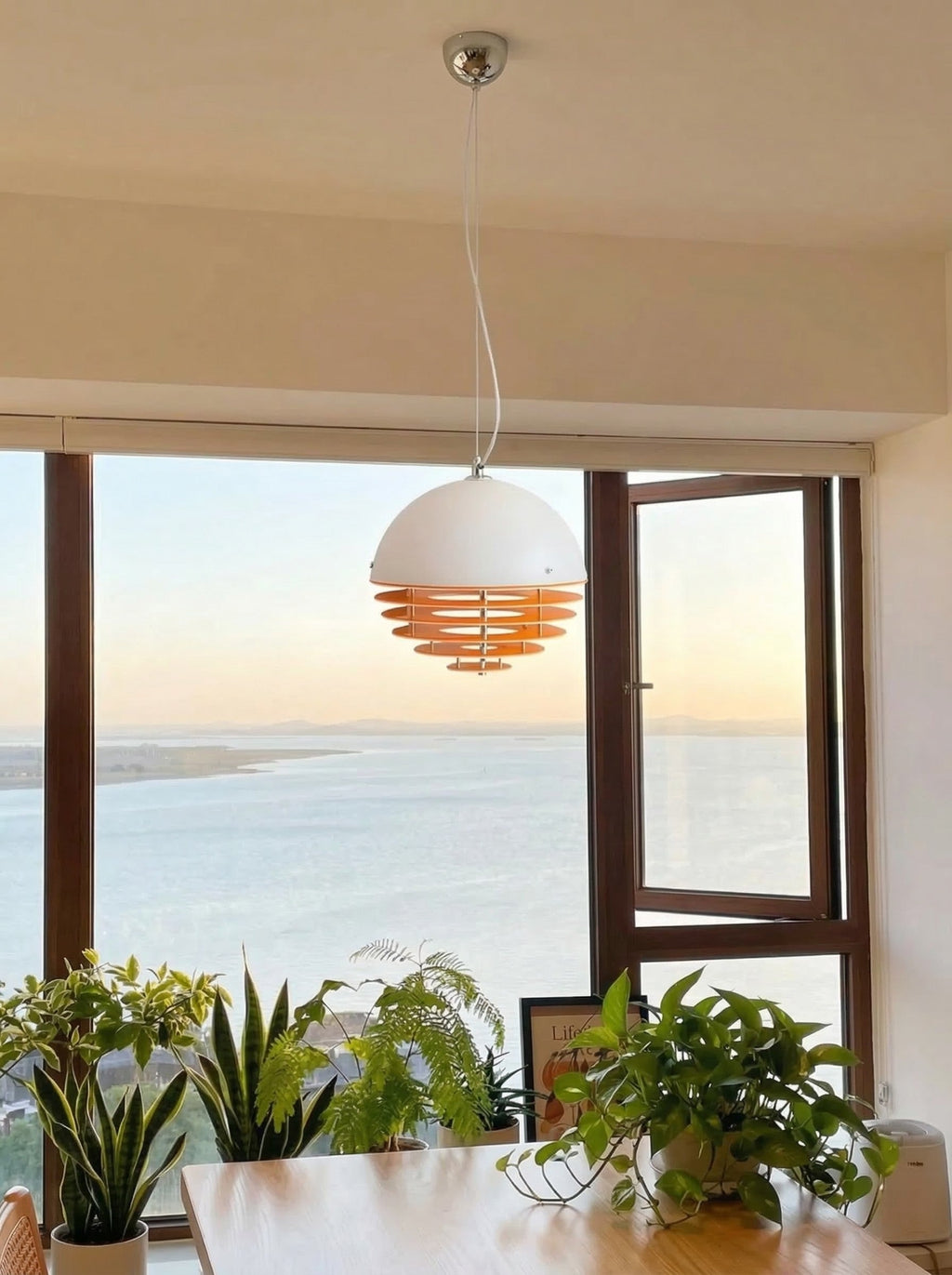 Stylish Pendant Lamp Bauhaus Design Orange-White Ambient Lighting for Modern Interiors - Lamylie
