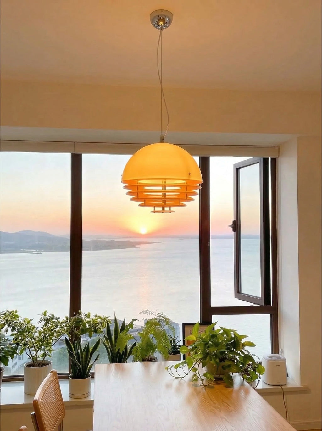 Stylish Pendant Lamp Bauhaus Design Orange-White Ambient Lighting for Modern Interiors - Lamylie