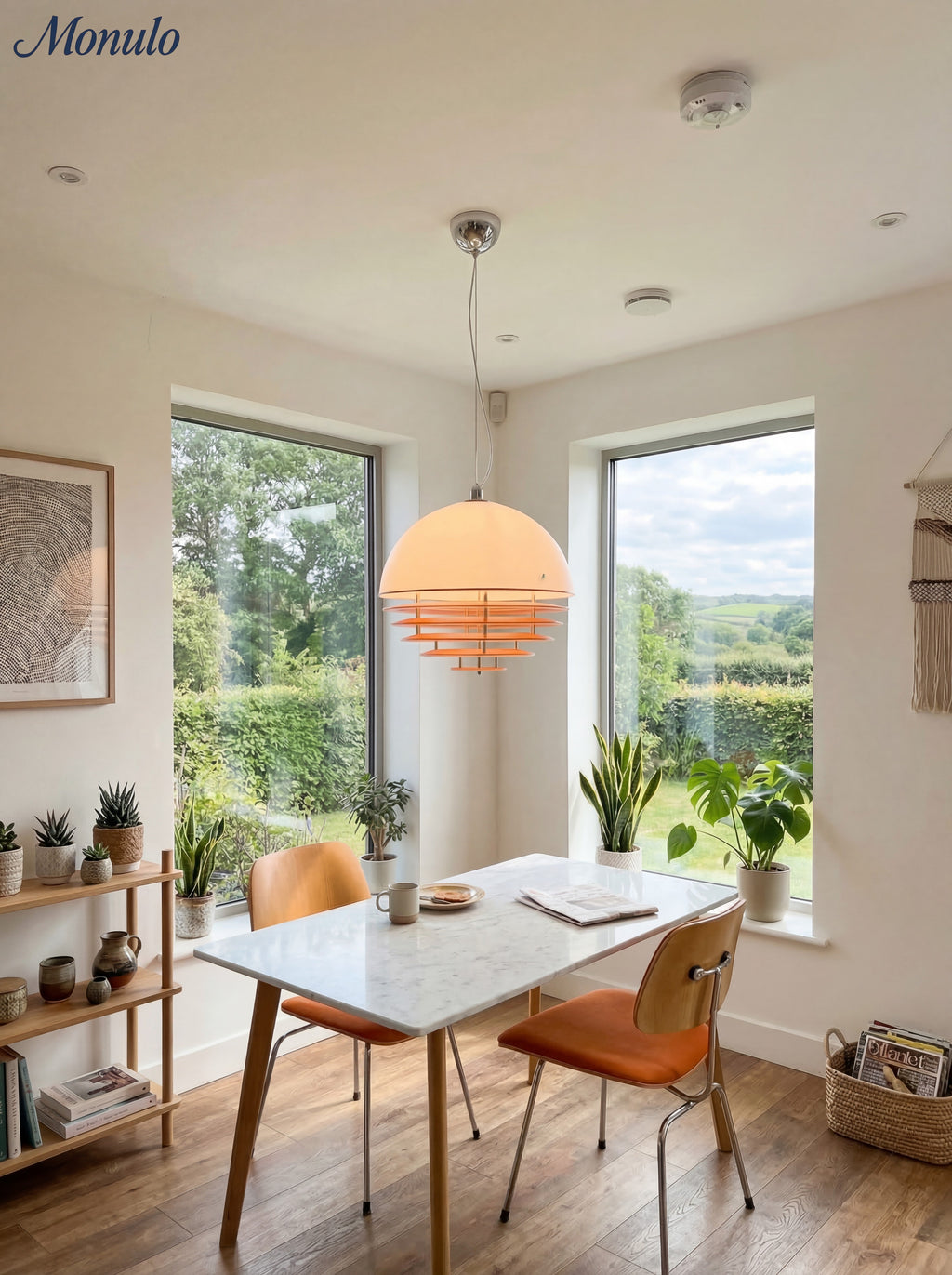 Stylish Pendant Lamp Bauhaus Design Orange-White Ambient Lighting for Modern Interiors - Lamylie