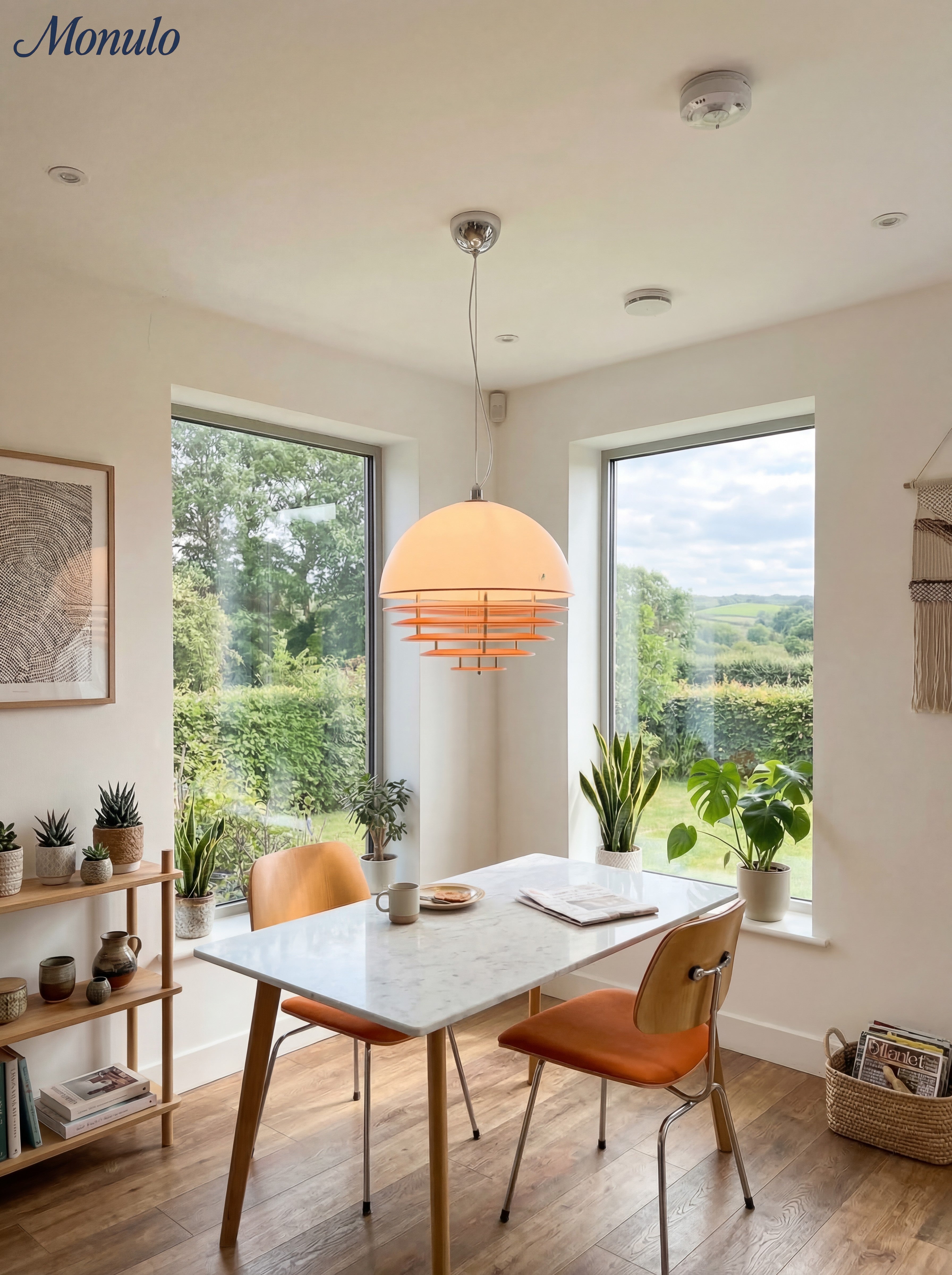Stylish Pendant Lamp Bauhaus Design Orange-White Ambient Lighting for Modern Interiors - Lamylie