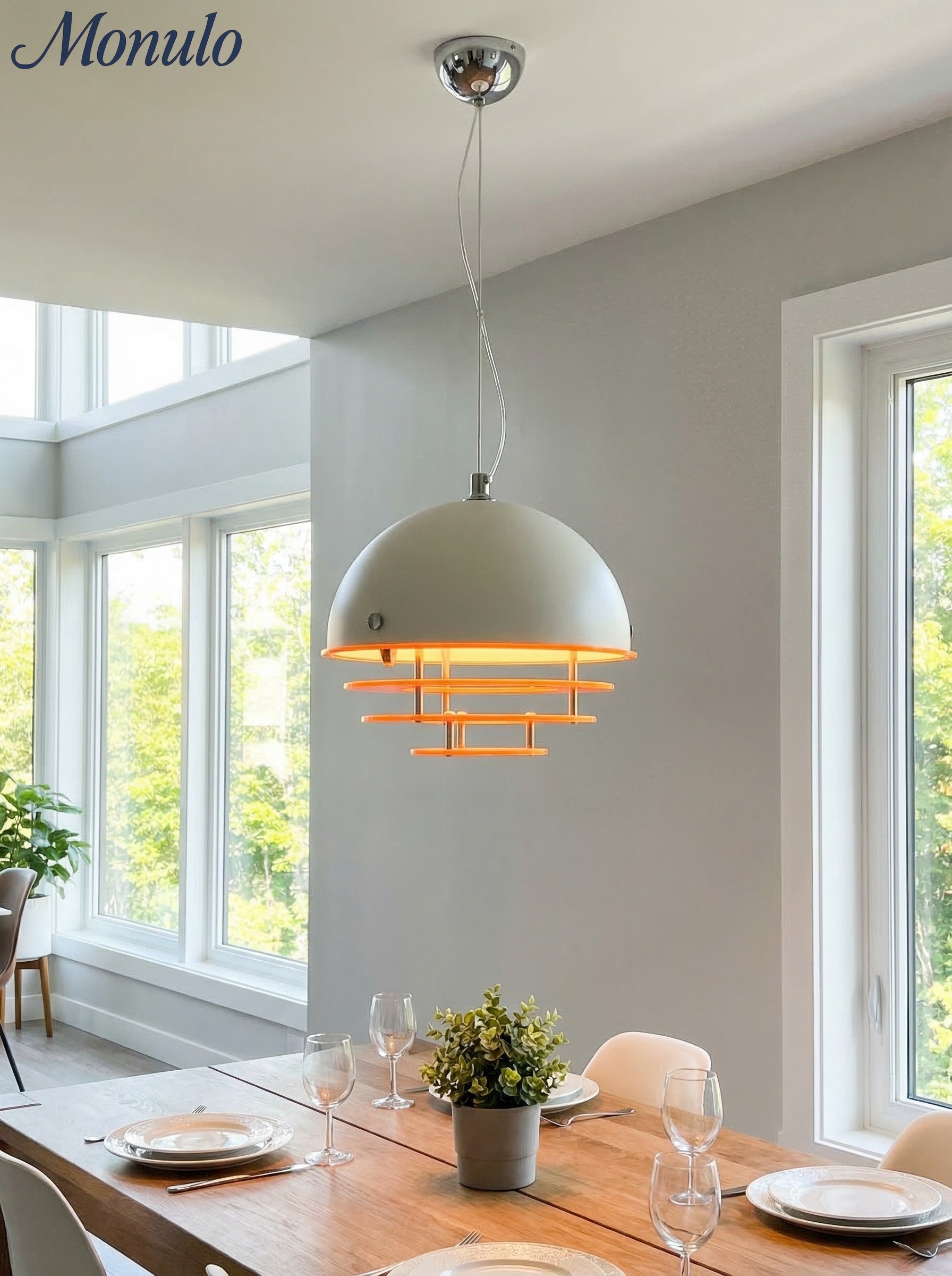 Stylish Pendant Lamp Bauhaus Design Orange-White Ambient Lighting for Modern Interiors - Lamylie