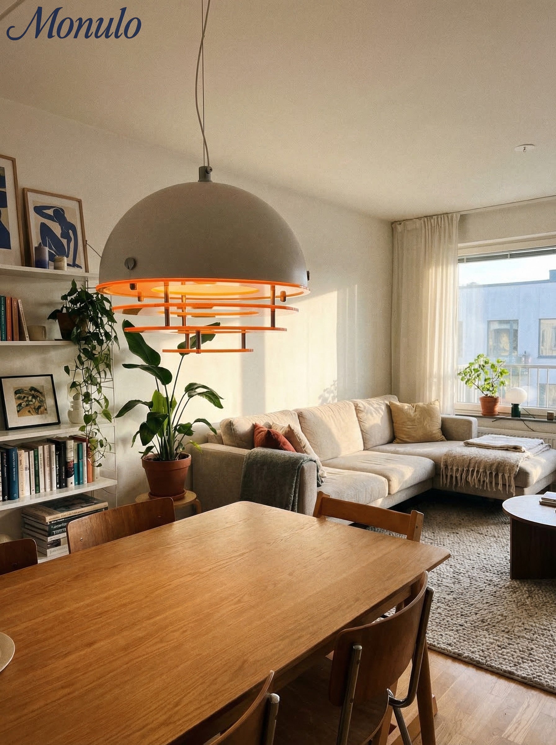 Stylish Pendant Lamp Bauhaus Design Orange-White Ambient Lighting for Modern Interiors - Lamylie