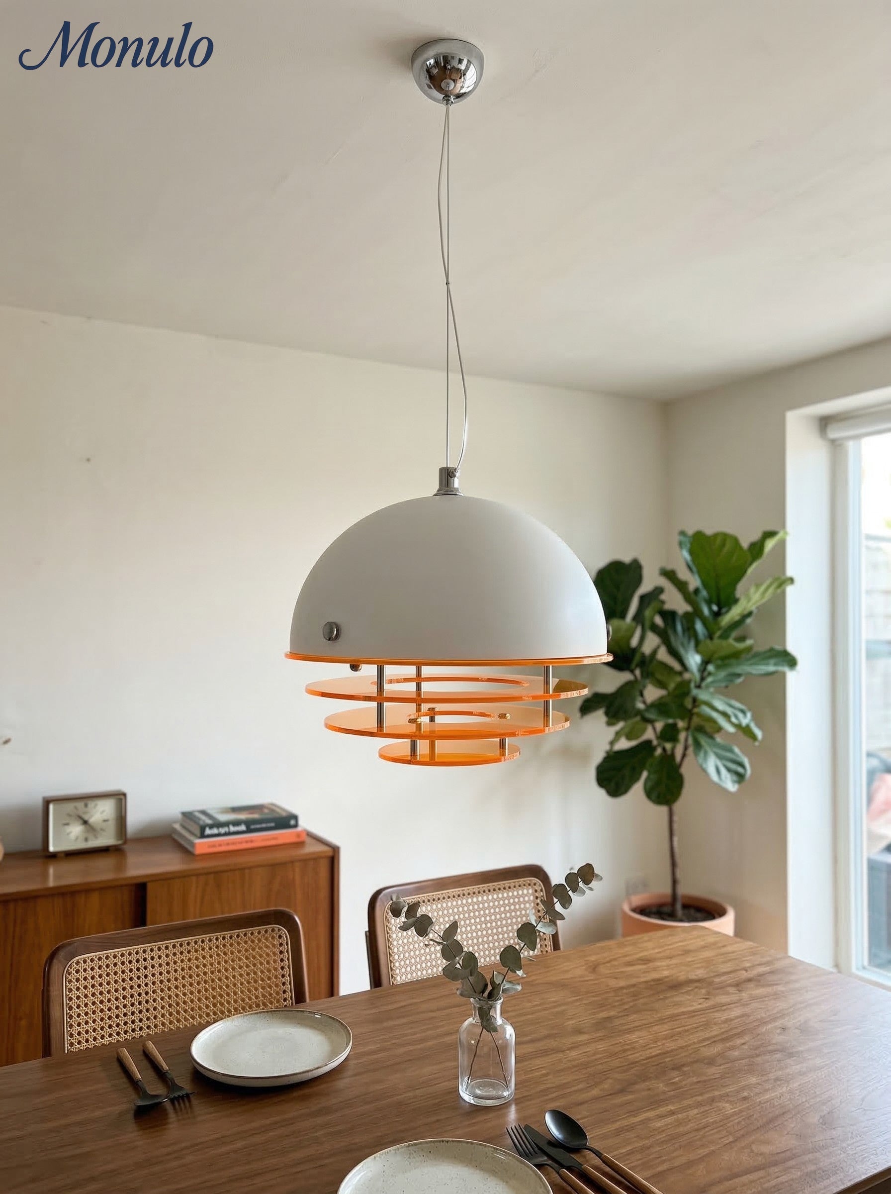 Stylish Pendant Lamp Bauhaus Design Orange-White Ambient Lighting for Modern Interiors - Lamylie