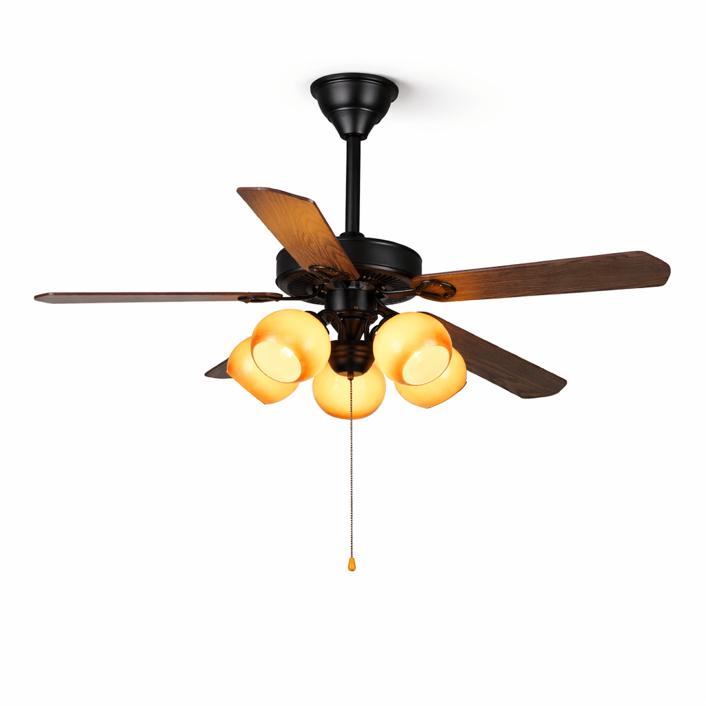 Stropní ventilátor Theodore Vintage s osvětlením — retro design s dálkovým ovladačem s funkcí stmívání – Lamylie