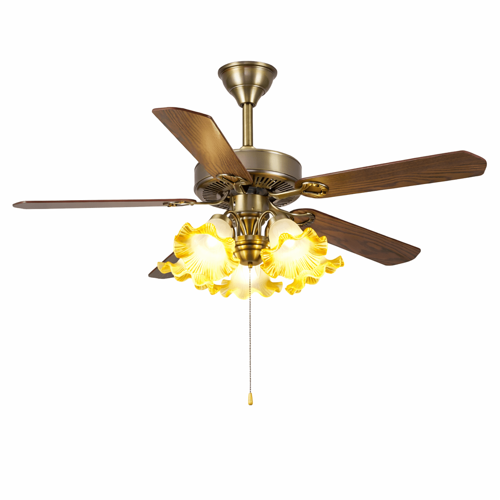 Stropní ventilátor Theodore Vintage s osvětlením — retro design s dálkovým ovladačem s funkcí stmívání – Lamylie