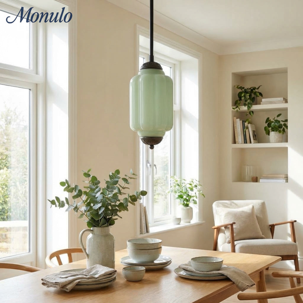 Vintage Milk Glass Pendant Lamp with Wavy Edge | Scandinavian Atmosphere Lighting for Kitchen and Bedroom - Lamylie