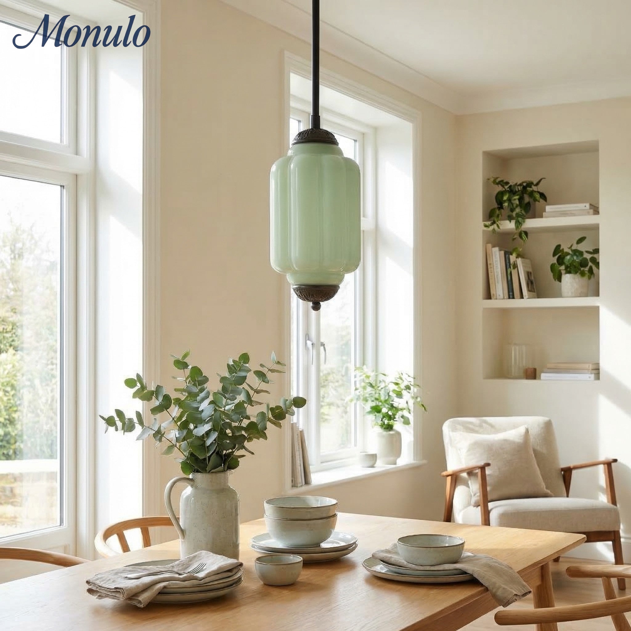 Vintage Milk Glass Pendant Lamp with Wavy Edge | Scandinavian Atmosphere Lighting for Kitchen and Bedroom - Lamylie