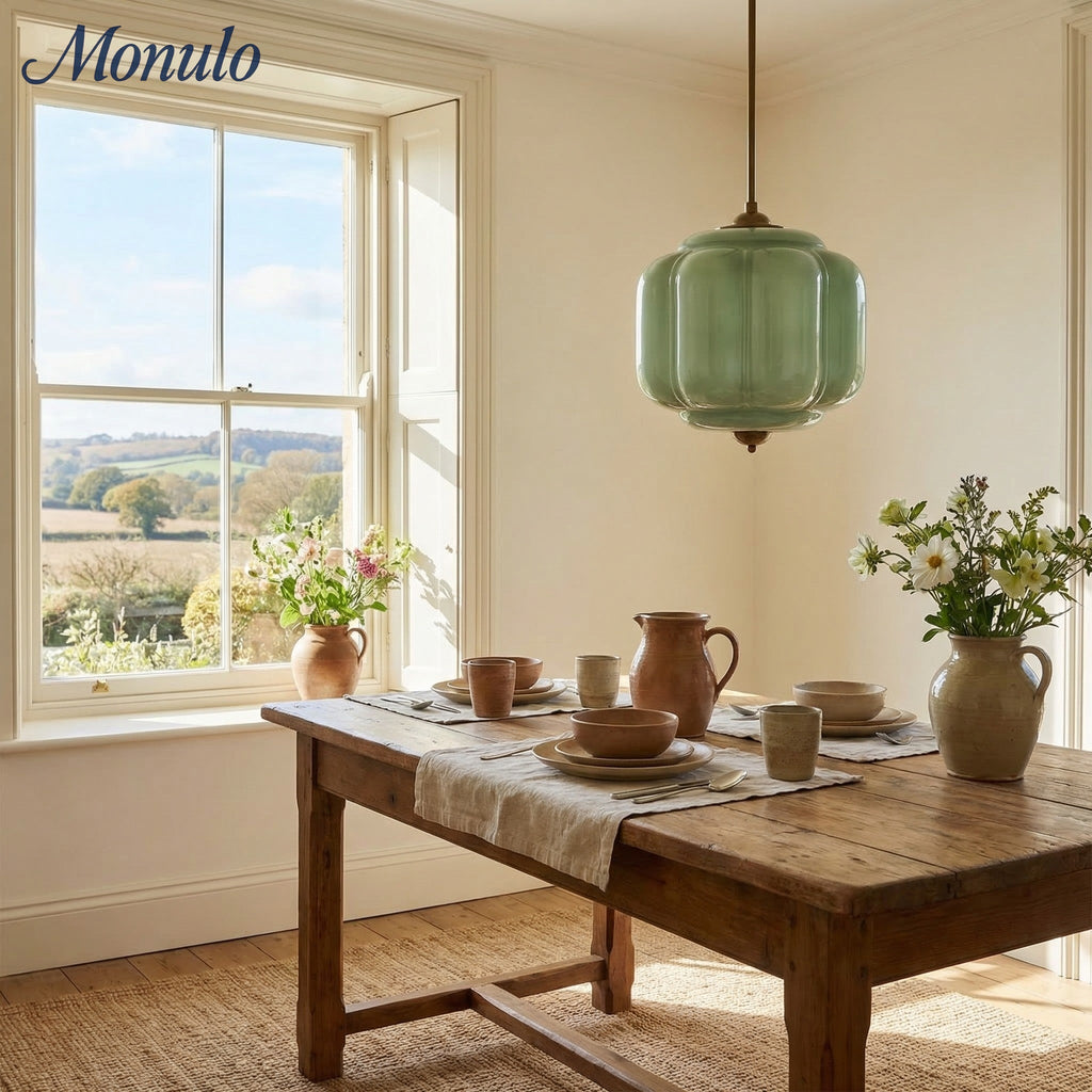 Vintage Milk Glass Pendant Lamp with Wavy Edge | Scandinavian Atmosphere Lighting for Kitchen and Bedroom - Lamylie