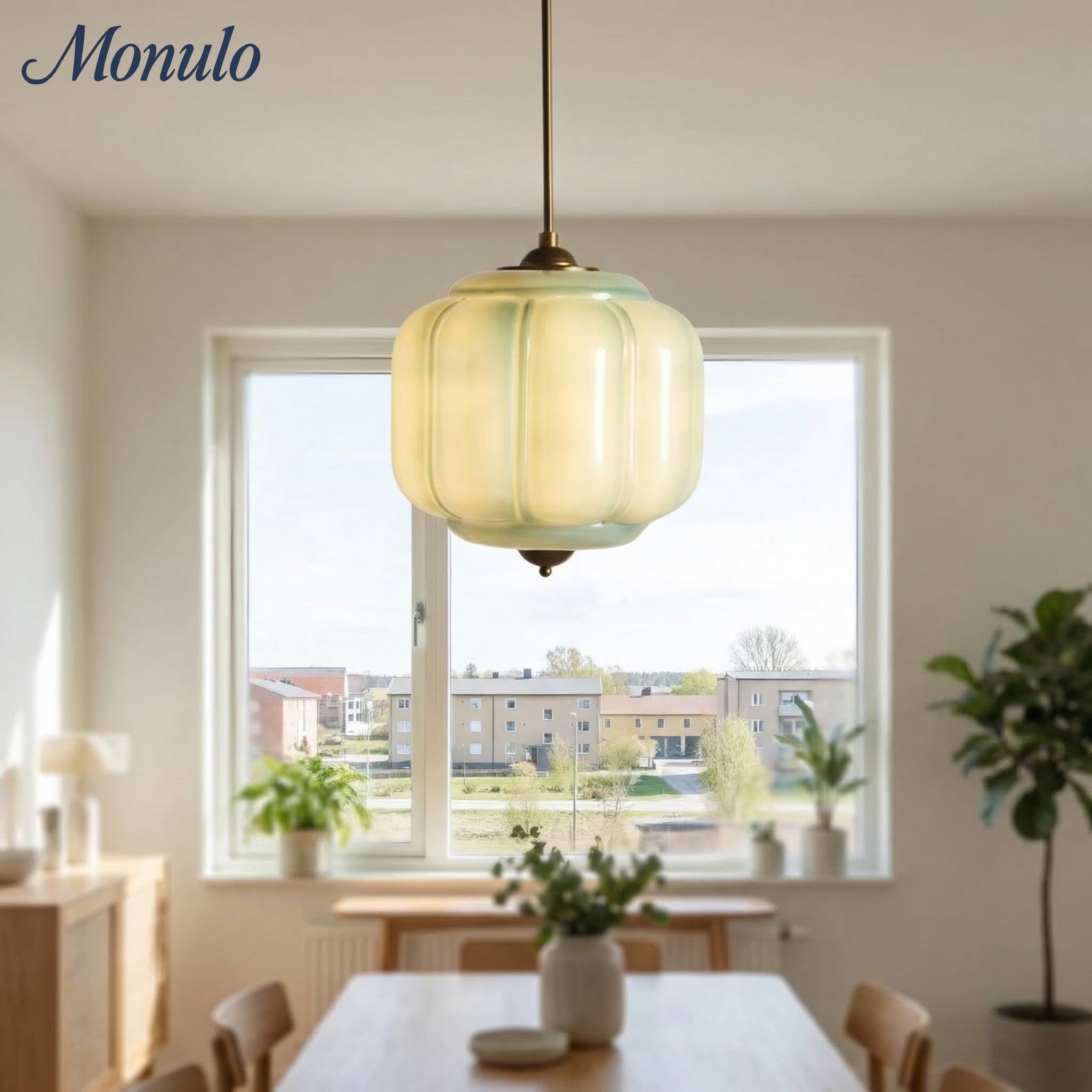 Vintage Milk Glass Pendant Lamp with Wavy Edge | Scandinavian Atmosphere Lighting for Kitchen and Bedroom - Lamylie