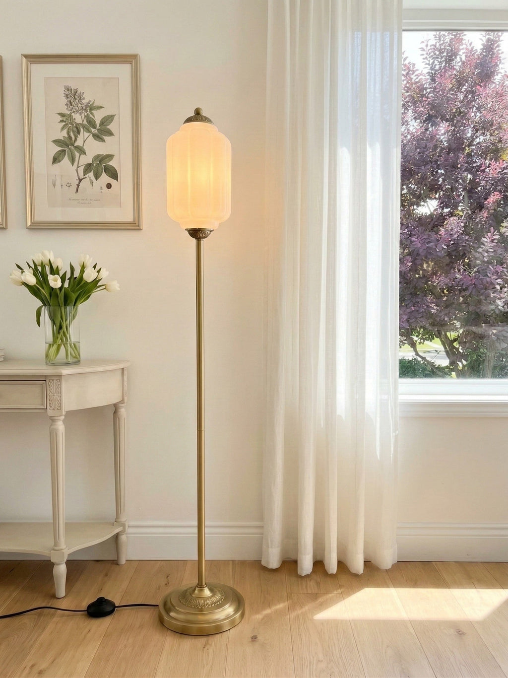 Decorative Glass Pumpkin Floor Lamp Retro Organic Style Living Room Standing Lamp - Lamylie