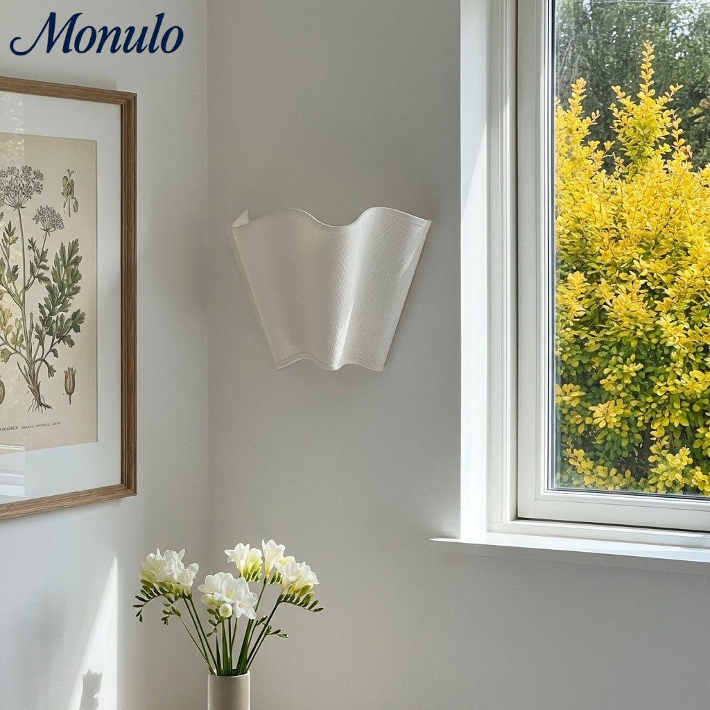 Wall Lamp with Scalloped Linen Shade Retro Design Classic Ambient Lighting for Living Room Bedroom Reading Corner - Lamylie