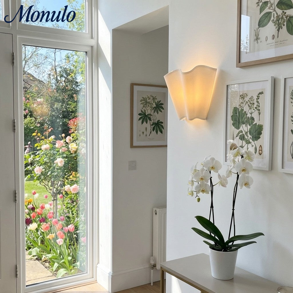 Wandlampe mit gewelltem Leinen-Schirm Retro-Design Klassische Ambientebeleuchtung für Wohnzimmer Schlafzimmer Leseecke - Lamylie