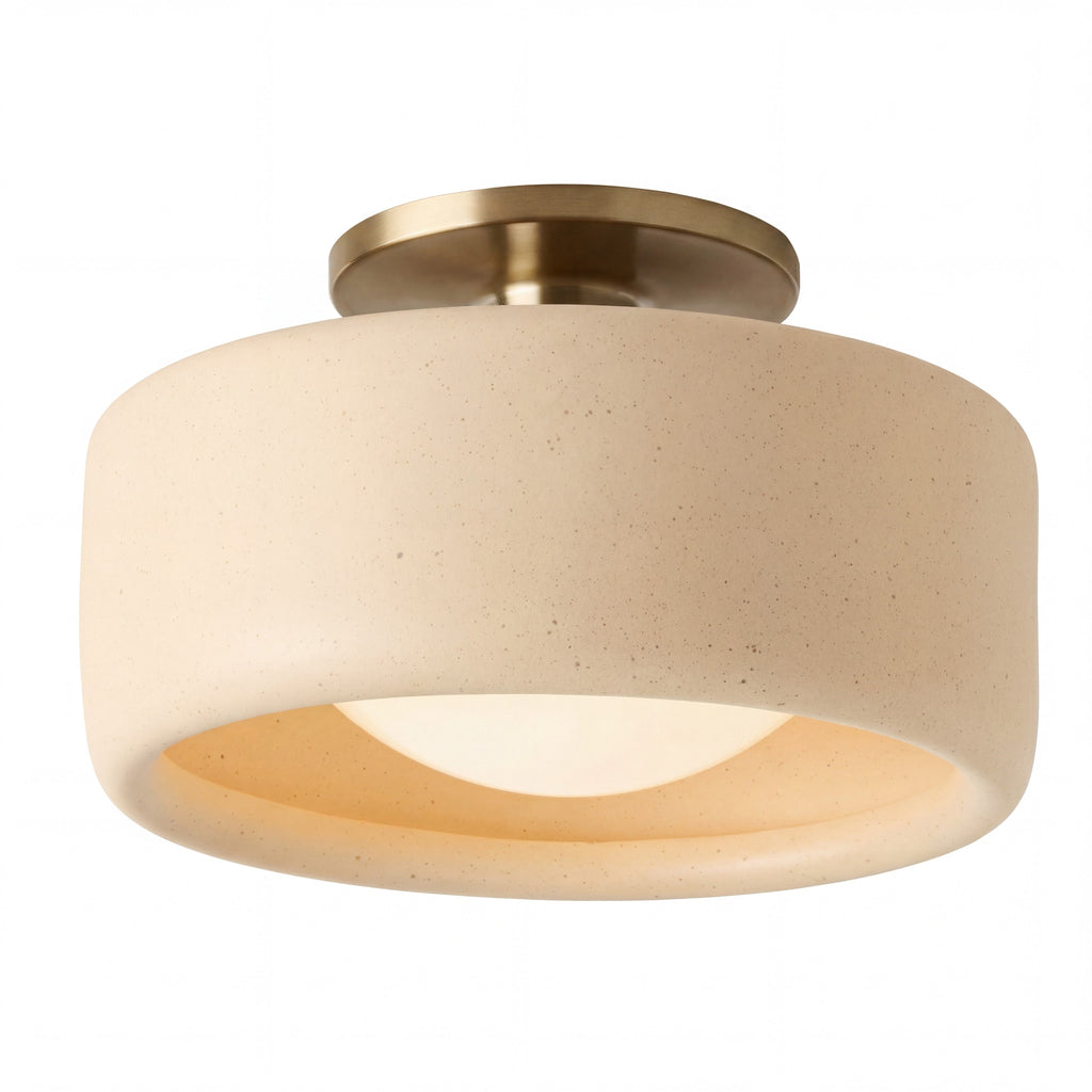Keramische plafondlamp in Scandinavisch design met halfronde porseleinen kap - Lamylie