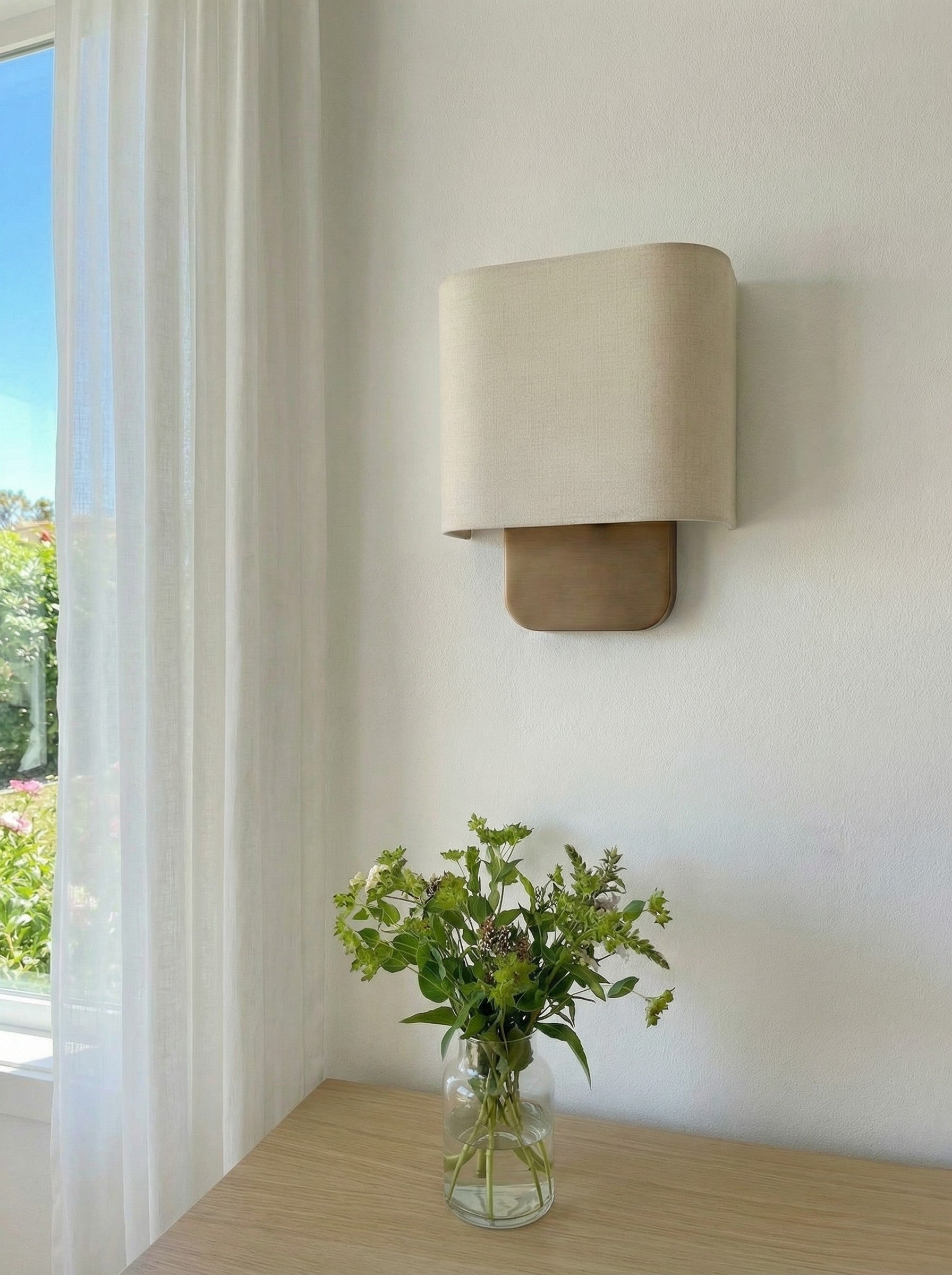 Fabric Wall Lamp with Metal Fitting for Reading Light Bedroom - Lamylie