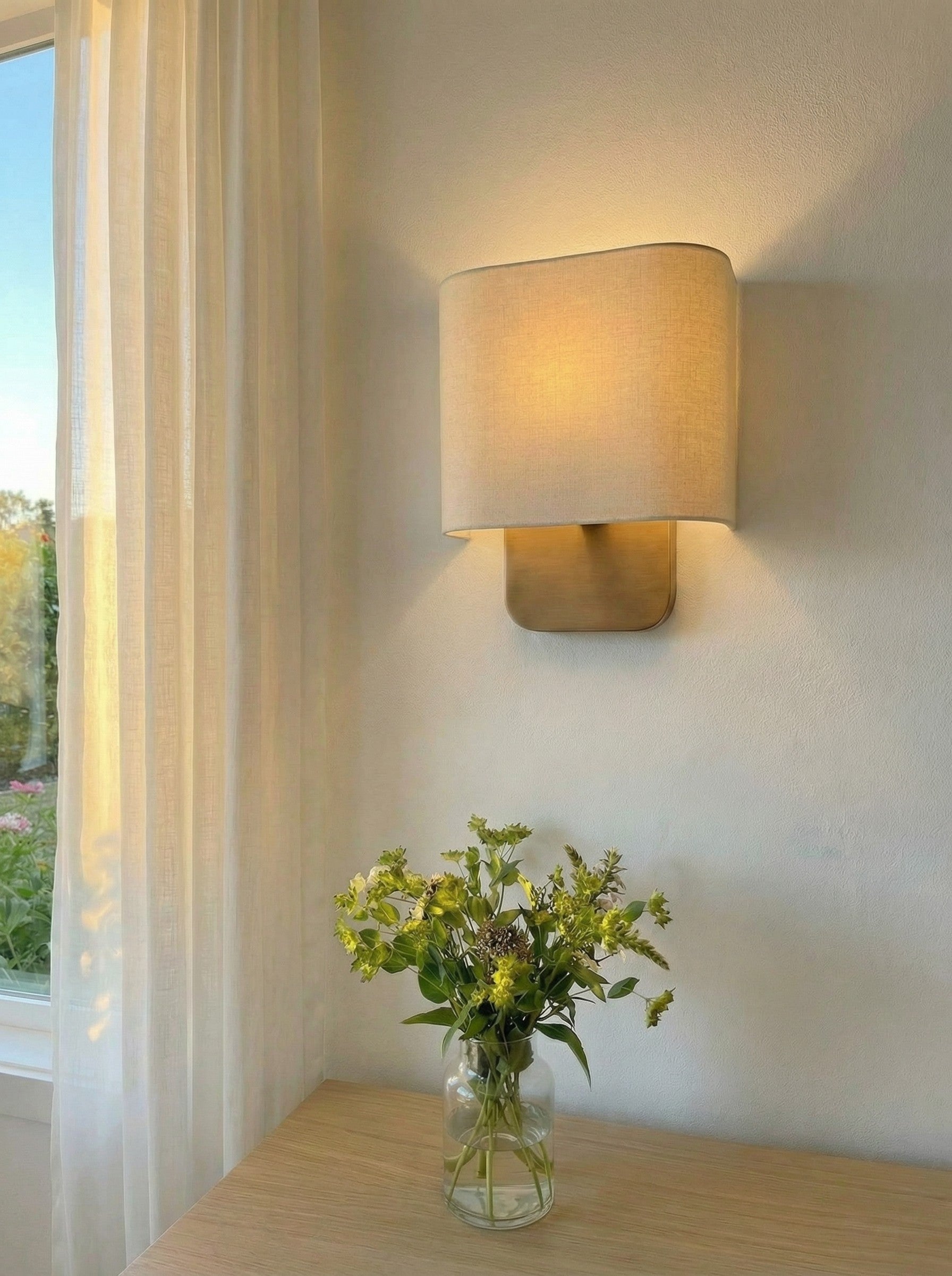 Fabric Wall Lamp with Metal Fitting for Reading Light Bedroom - Lamylie