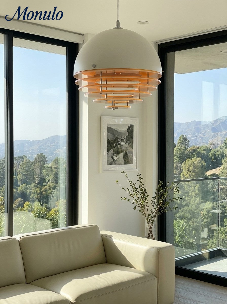 Stylish Pendant Lamp Bauhaus Design Orange-White Ambient Lighting for Modern Interiors - Lamylie