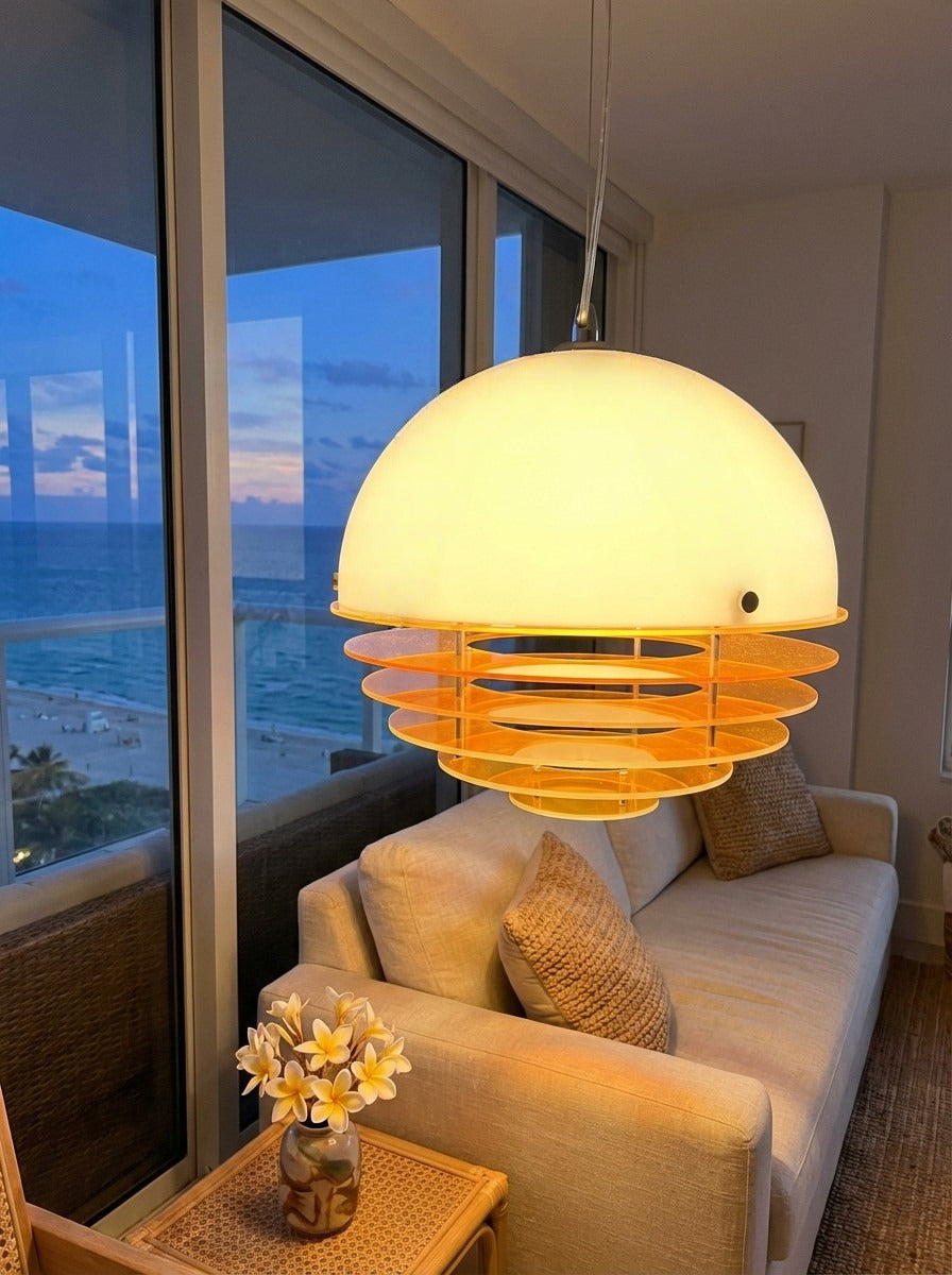 Stylish Pendant Lamp Bauhaus Design Orange-White Ambient Lighting for Modern Interiors - Lamylie