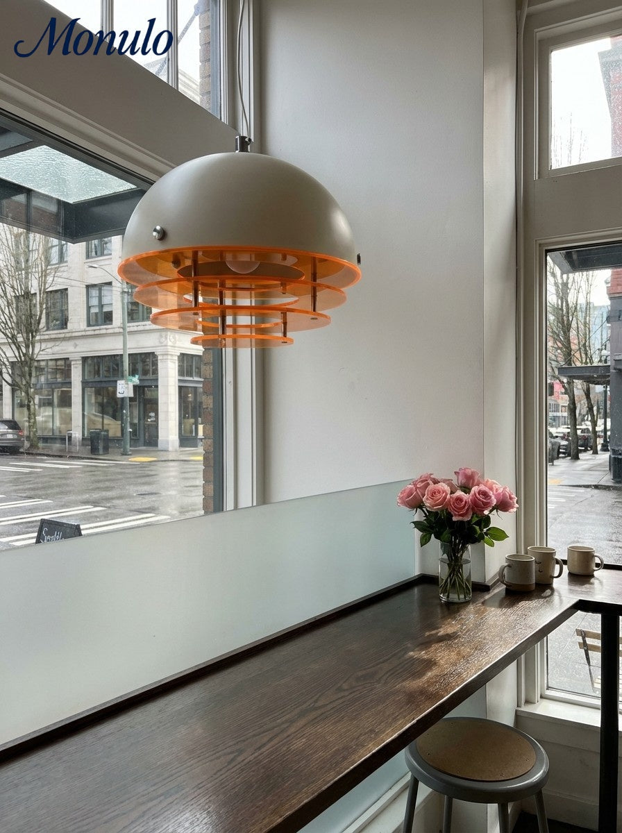 Stylish Pendant Lamp Bauhaus Design Orange-White Ambient Lighting for Modern Interiors - Lamylie