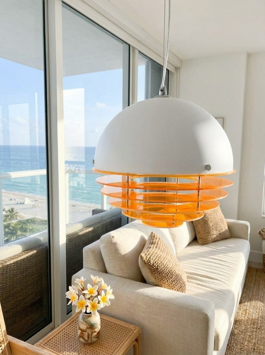 Stylish Pendant Lamp Bauhaus Design Orange-White Ambient Lighting for Modern Interiors - Lamylie