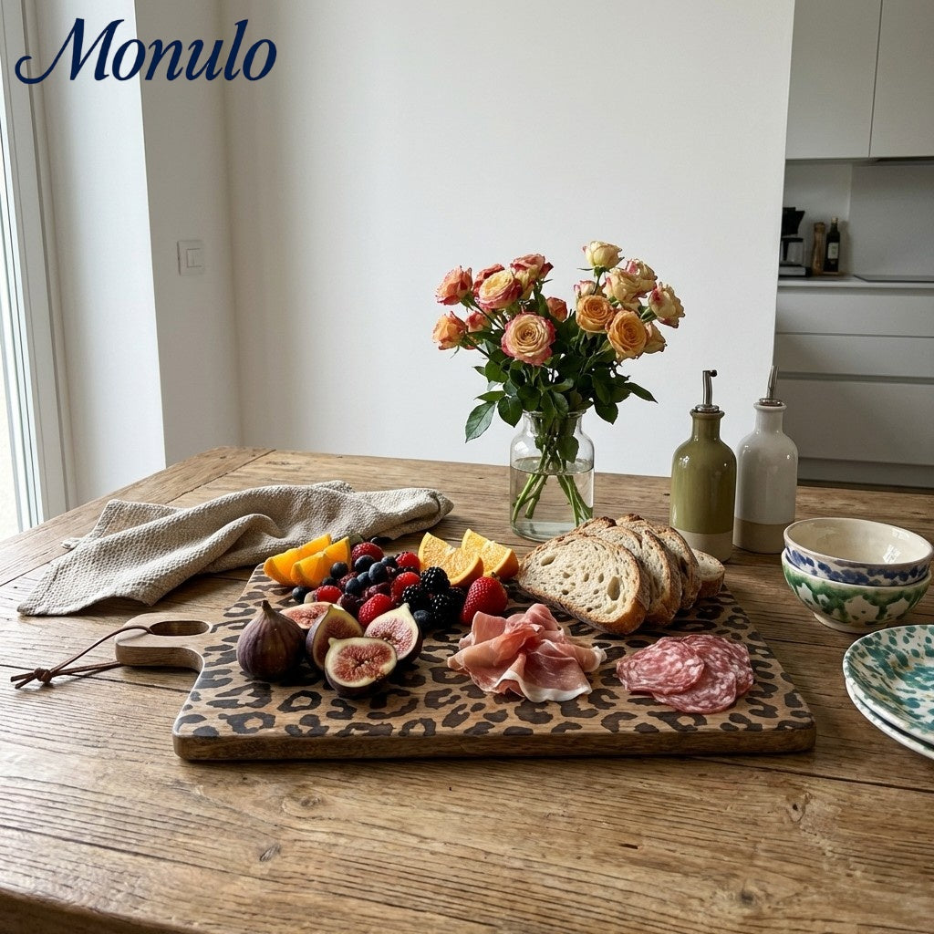 Wooden Serving Board Sapele Wood Round and Square Scandinavian Design for Kitchen and Table - Lamylie