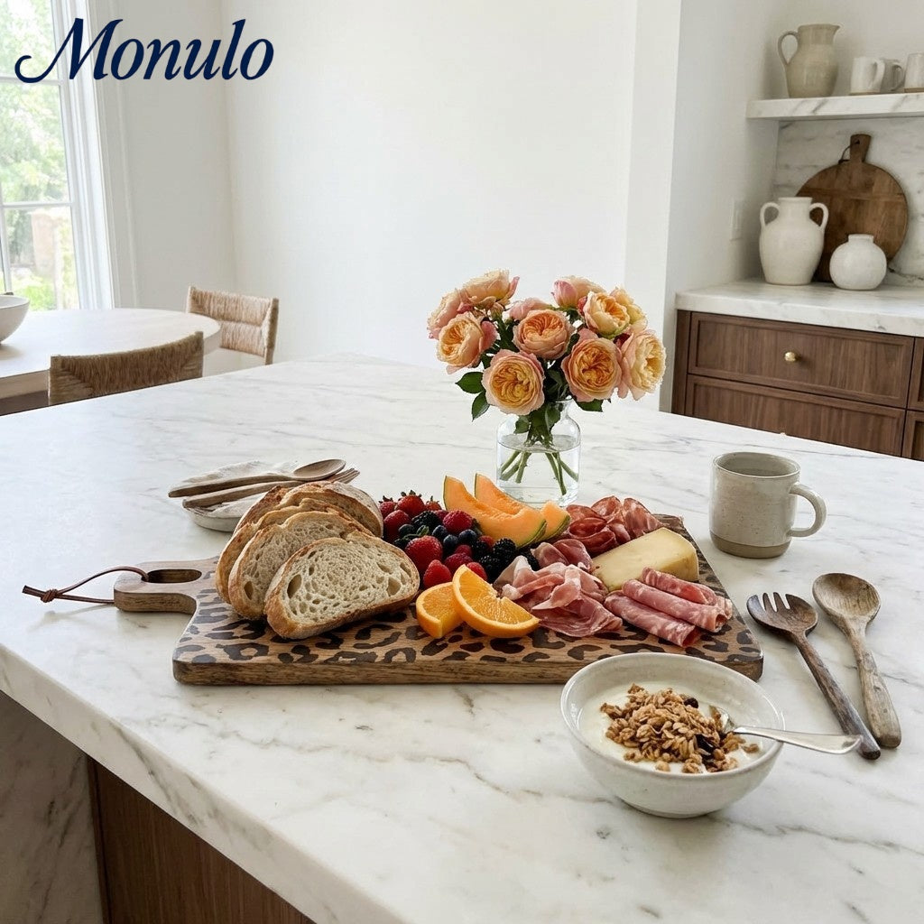Wooden Serving Board Sapele Wood Round and Square Scandinavian Design for Kitchen and Table - Lamylie