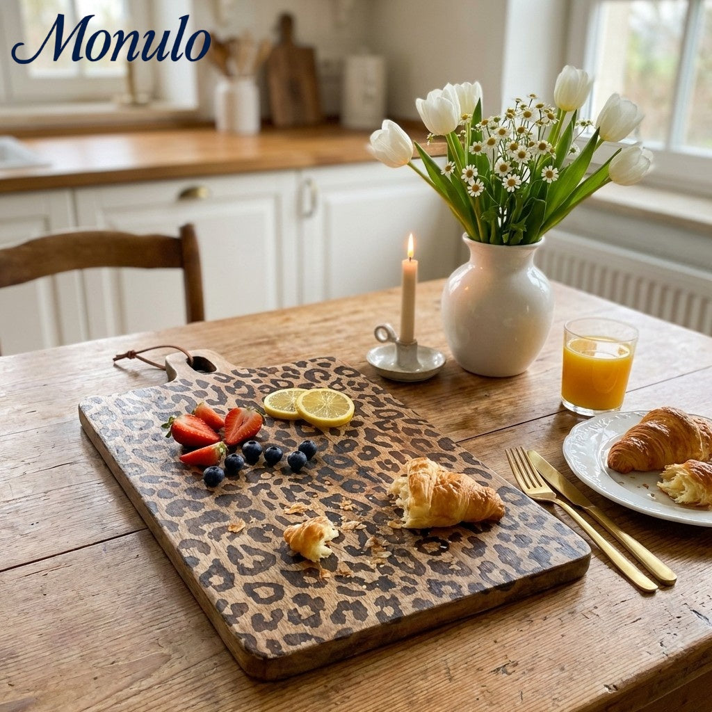 Wooden Serving Board Sapele Wood Round and Square Scandinavian Design for Kitchen and Table - Lamylie