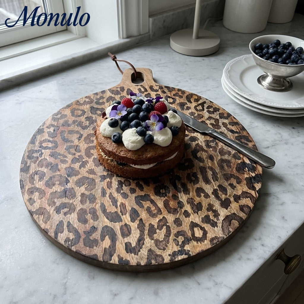 Wooden Serving Board Sapele Wood Round and Square Scandinavian Design for Kitchen and Table - Lamylie