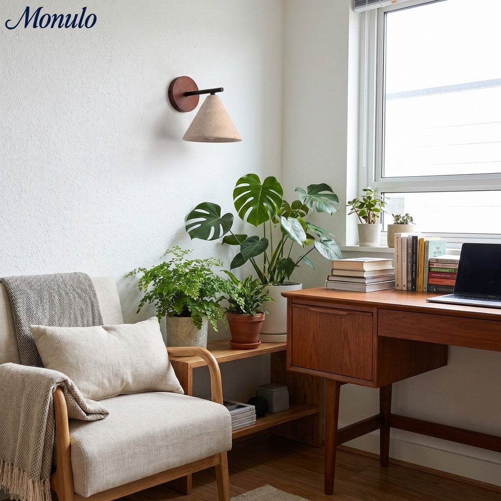 Travertin Wandleuchte konisches Design Minimalistische Akzentbeleuchtung Schlafzimmer Wohnzimmer - Lamylie