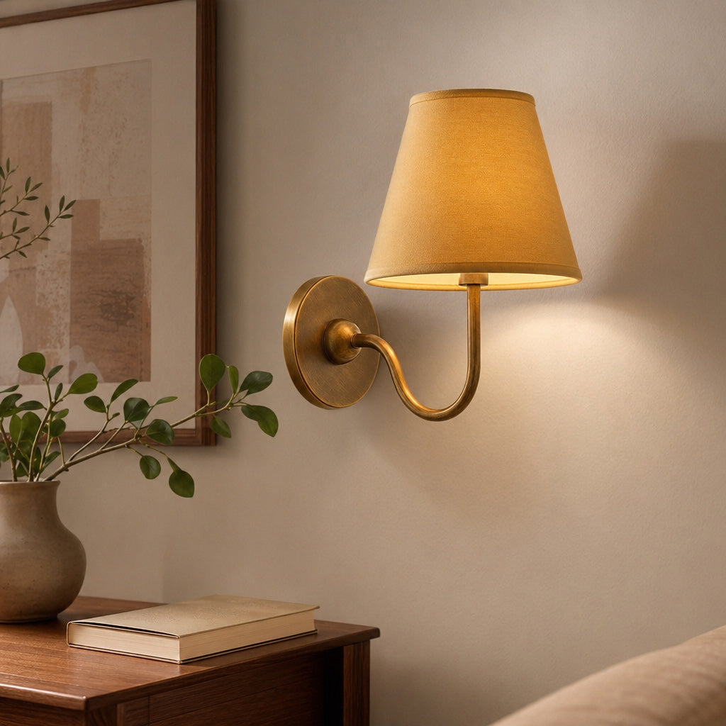 Wall Lamp with Pleated Fabric Shade | Classic Lighting for Bedroom and Living Room - Lamylie