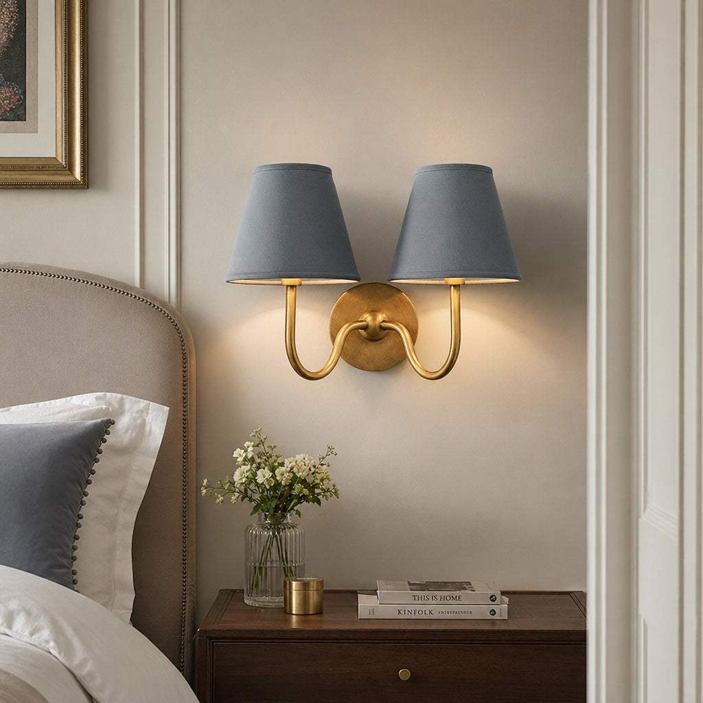 Wall Lamp with Pleated Fabric Shade | Classic Lighting for Bedroom and Living Room - Lamylie