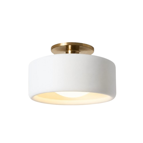 Keramische plafondlamp in Scandinavisch design met halfronde porseleinen kap - Lamylie