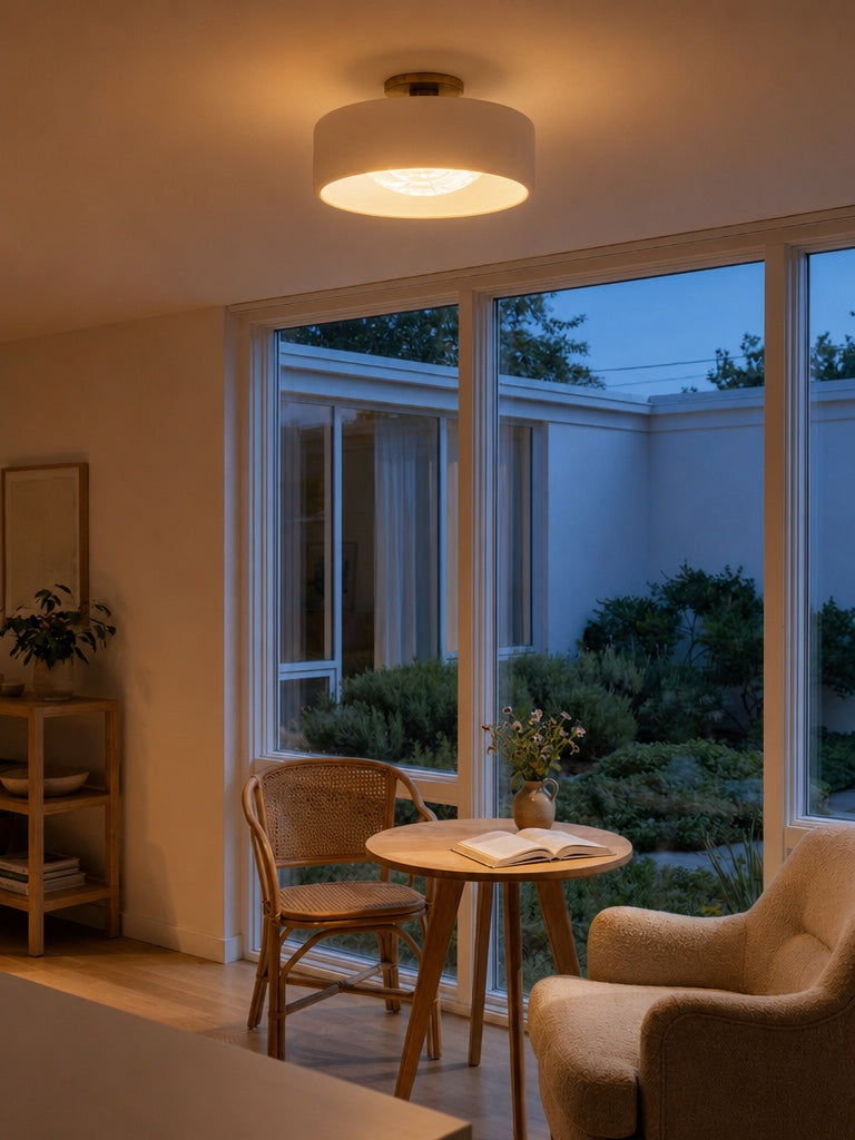 Porcelain Ceiling Lamp Round Modern | Soft Ambient Lighting for Hall Office Kitchen - Lamylie